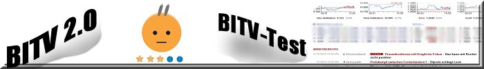 BITV 2.0, BITV-Test. Börsenticker in Realtime, verschwommene Anzeigedarstellung. Smiley mit 2 grauen Haaren.