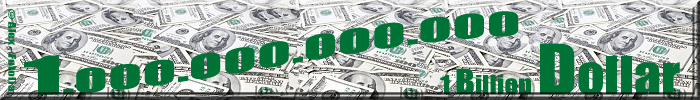 Unzählige Dollarscheine und Schriftzug 1 Billion Dollar in Wort und Zahl