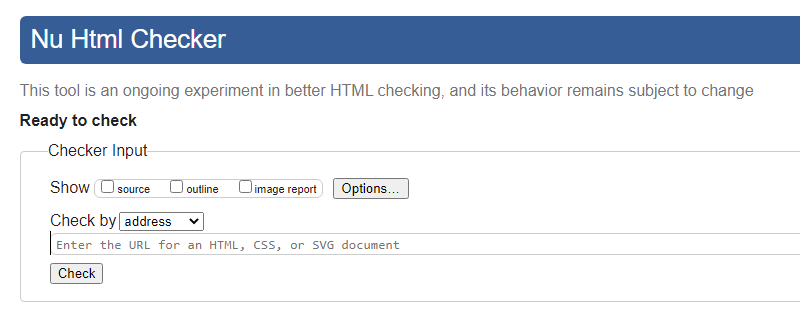 Screenshot des Nu HTML Checkers
